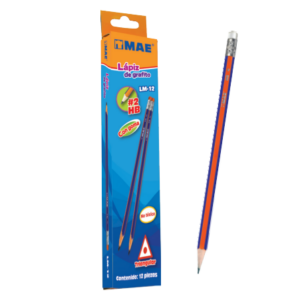 LAPIZ GRAFITO NEGRO TRIANGULAR MAE  HB#2 CAJA X 12